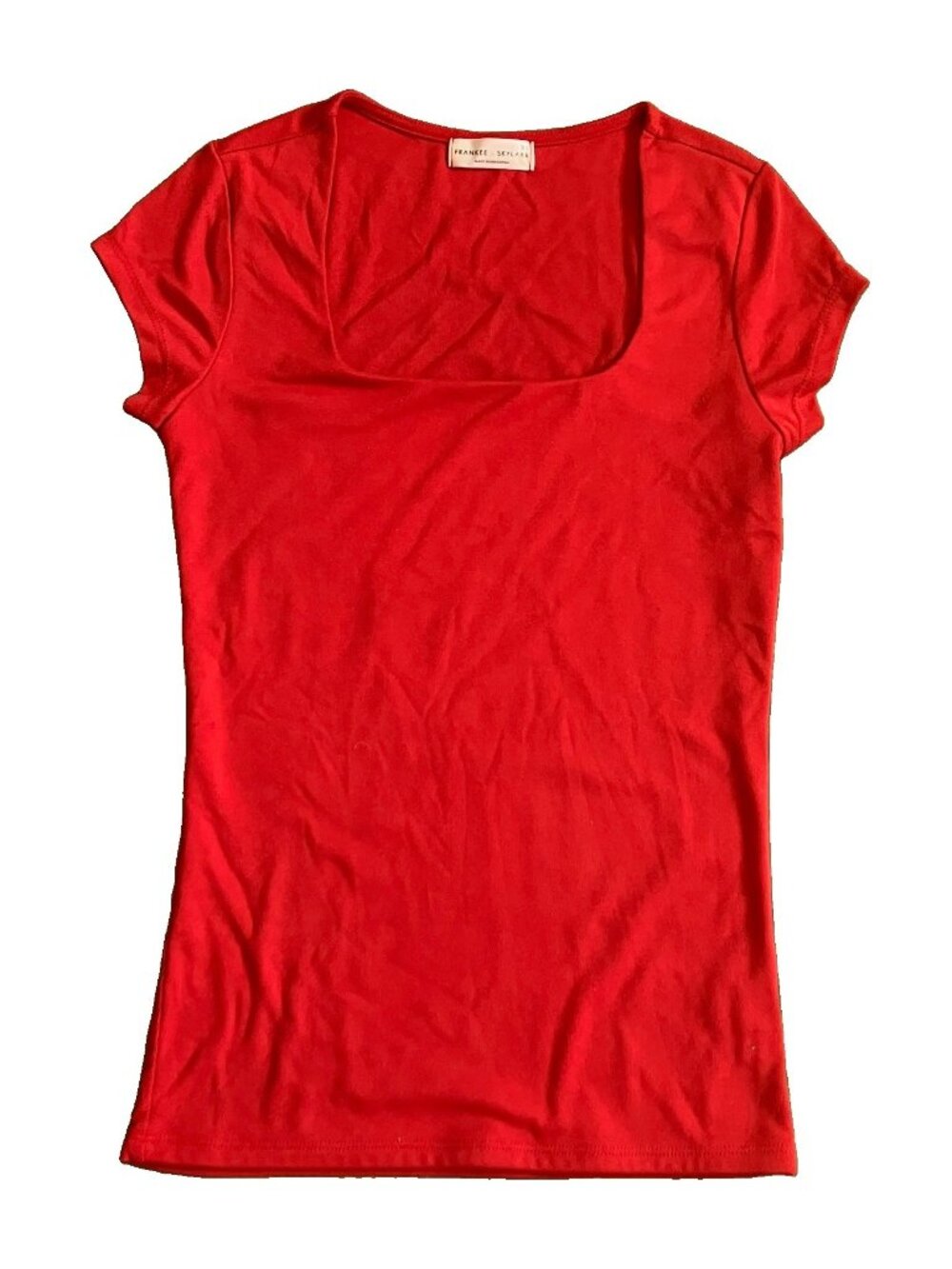 Frankee & Skylar Red Square Neck Short Sleeve Stretch Top Women’s XS